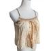 American Eagle Outfitters Tops | American Eagle Tie Dye Cami Crop Tank Top Small Tan Brown Crochet Women Xs Boho | Color: Brown/White | Size: Xs