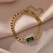 Free People Jewelry | Crystal Green Gem Bracelet | Color: Gold/Green | Size: Os