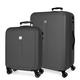 Roll Road Cambodia Luggage Set Black 55/68cm Hard ABS Combination Lock Side 93L 6.4kg 4 Wheels Double Luggage Hand Luggage, Black/White, Suitcase Set