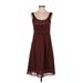 Angie Casual Dress - A-Line Scoop Neck Sleeveless: Brown Print Dresses - Women's Size Small