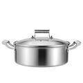 Shallow Casserole with Lid - Stainless Steel Pan,Induction Serving pan with Side Handles and Glass lid, Composite Bottom Wok (Size : 32cm)