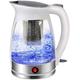 Kettles, 1.7L Glass Electric Kettle,Eco Water Kettle with Illuminated Led, Bpa Free Cordless Water Boiler with Stainless Steel Inner Lid & Bottom,Fast Boil Auto-Off & Boil-Dry Protection,1850W vision