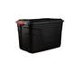 Strata Heavy Duty Large Storage Box with Lid, 190L, Lockable storage box, Indoor and Outdoor Storage. Storage Box with Wheels, Black Storage Box with Red Handles