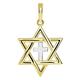 14k Yellow Gold Jewish Star of David with Religious Cross Judeo Christian Pendant (Small)