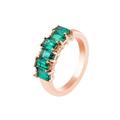 Wycian Promise Ring Engraved, 18K Rose Gold Engagement Ring Size T 1/2 Green Emerald Lab Created Emerald Channel Band for Women Mother's Day