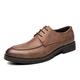Ninepointninetynine Dress Oxford for Men Lace Up Apron Toe Derby Shoes Faux Leather Rubber Sole Low Top Non Slip Anti-Slip Block Heel Party (Color : Brown, Size : 6.5 UK)