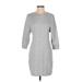 Gap Casual Dress - Mini Crew Neck 3/4 sleeves: Gray Dresses - Women's Size Small