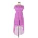 Maurices Casual Dress - High/Low Strapless Short sleeves: Purple Print Dresses - Women's Size Medium