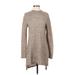 H&M Casual Dress - Mini Crew Neck Long sleeves: Gray Marled Dresses - Women's Size Small