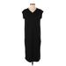 Eileen Fisher Casual Dress - Shift V-Neck Short sleeves: Black Solid Dresses - Women's Size X-Small