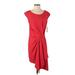 RACHEL Rachel Roy Casual Dress - Party Scoop Neck Short sleeves: Red Print Dresses - Women's Size Small
