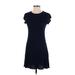 BDG Casual Dress - A-Line High Neck Short Sleeve: Blue Solid Dresses - Women's Size X-Small
