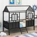 Twin Size Metal Playhouse Low Loft Bed With Roof And Two Front Windows,Sturdy Frame,Kids Bedroom Sets