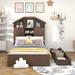 Twin Size Wood Platform Bed With House-shaped Storage Headboard And 2 Drawers,Kids Bedroom Sets