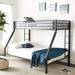 Contemporary Metal Bunk Bed, Twin over Full, Brown with Built-In Ladders