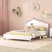 White + Pink Fun Design Full Size Platform Bed with House Shaped Headboard