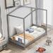 House Shaped Wood Finish Twin over Twin Bunk Bed with Slide and Ladder - Solid Wood Slats Support - Charming Style
