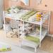 White Metal Full Over Twin Bunk Bed with Built-in Desk