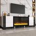 TV Stand with 34.2" Non-heating Electric Fireplace, Entertainment Center with Cabinets, Media Console for TVs up to 78"