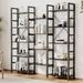 Triple Wide 5/6-Shelf Corner Bookcase Industrial Vintage Wood Style Large Open Bookshelves - 5 Tier