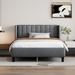 Queen size Upholstered Platform Bed Frame with Headboard, Mattress Foundation, Wood Slat Support, Quiet, Light Grey