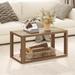 Coffee Table - Boho Table with Storage Shelf, 2-Tier Sofa Side Table Mid Century - 20"D x 40"W x 20"H