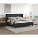 Latitude Run® Platform Bed Frame w/ Wingback Headboard Upholstered/Linen in Gray/Black | 38.6 H x 81.1 W x 81.1 D in | Wayfair