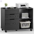 Millwood Pines File Cabinet For Home Office, Mobile Lateral Filing Cabinet in Black | Wayfair 4B88D0CE40B54B5DA221C976E158F0BF