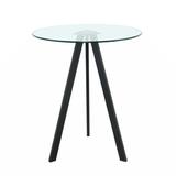 Wrought Studio™ Modern Kitchen Glass Dining Table ROUND Tempered Glass BAR Table Top, Clear BAR Table Metal Legs, BLACK LegsSet Of 1 | Wayfair