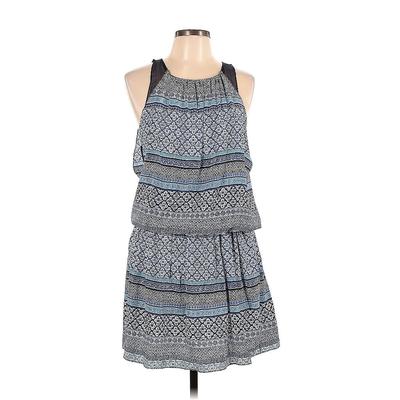 Ramy Brook Casual Dress - Mini High Neck Sleeveless: Blue Dresses - Women's Size Large