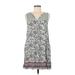 Kori America Casual Dress - Popover: Gray Print Dresses - Women's Size Medium