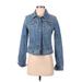 Ann Taylor LOFT Denim Jacket: Short Blue Print Jackets & Outerwear - Women's Size X-Small