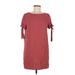 Lulus Casual Dress - Mini Crew Neck Short sleeves: Burgundy Solid Dresses - Women's Size Medium