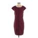 Laundry by Shelli Segal Casual Dress - Sheath Scoop Neck Short sleeves: Burgundy Dresses - Women's Size 4
