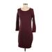 James Perse Casual Dress - Sweater Dress: Burgundy Solid Dresses - Women's Size Small