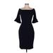 ABS Collection Cocktail Dress - Sheath Open Neckline 3/4 sleeves: Black Solid Dresses - Women's Size 6