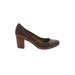 FRYE Heels: Slip-on Chunky Heel Work Brown Print Shoes - Women's Size 10 - Round Toe