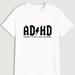 Men's Casual Slightly Stretch "adhd" Graphic Tee, Male Clothes For Summer