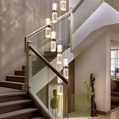 Lustre à LED , Long lustre rotatif en cristal pour escalier en métal, moderne, simple et luxueux, adapté aux villas, bâtiments en duplex, lofts, appartements et terrasses , diammable 110-240 v