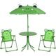 easycomfort set tavolo da giardino con 2 sedie pieghevoli e ombrellone per bambini in metallo e