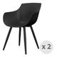 Chaise Coque noire, pieds métal noir (x2)