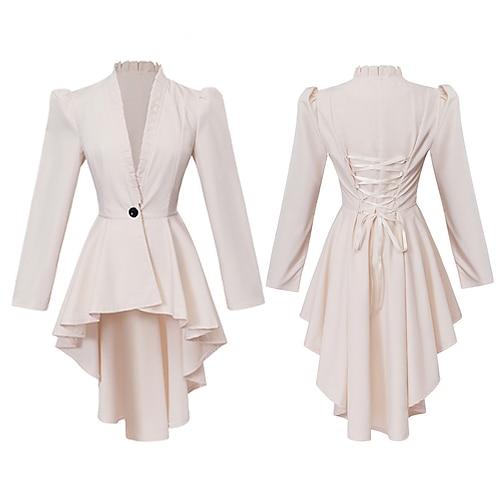 Punk Gothic Mittelalterlich Renaissance Mantel Cosplay Kostüm Trenchcoat Hexe Gothic Mädchen Einfarbig Kostüm Damen königlich Steampunk Walpurgisnacht Halloween Karneval Maskerade Veranstaltung Image