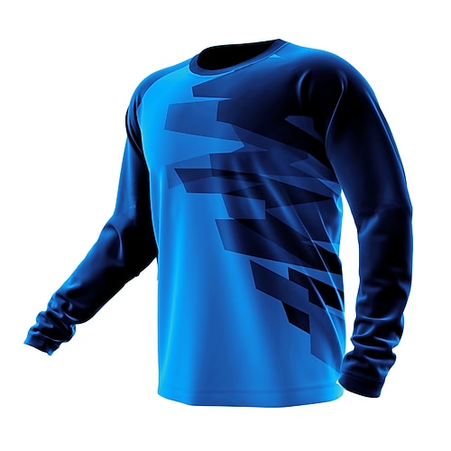 Herren Downhill-Trikot Geometrisch Langarm Fahhrad Trikot Oberteil mit 3 Gesäßtaschen Mountainbike MTB Straßenradsport UV-beständig Schnelltrocknend Weich Feuchtigkeitsableitend Sport Gelb Rot Blau Image