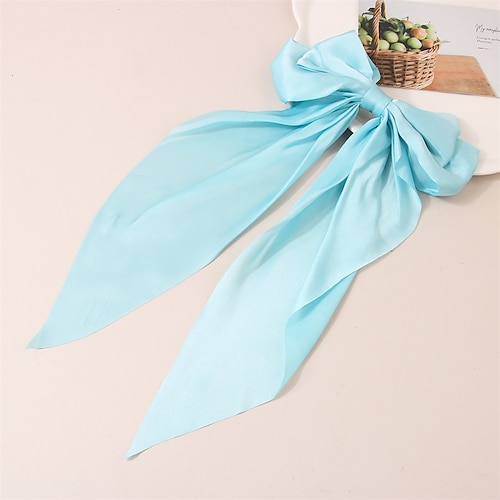 Schleifen-Haarspangen für Frauen, weiche lange Schwanz-Haarspangen mit großer Schleife, Metall-Federklammer, Vintage-Seiden-Stirnbänder, elegante Haar-Accessoires, Geschenke für Frauen und Mädchen