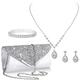 Women's Handheld Bag Water Diamond Jewelry Set Sparkling Necklace Earrings Bracelet 4 Set Wedding Clutchpursesb