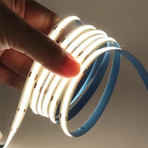 cob flexible led streifen licht hohe dichte 5m 16.4ft warm kaltweiß cri 90 8mm breite dimmbare led band für schlafzimmer küche zuhause innendekoration dc12v Image