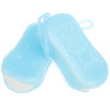 2 Pcs Silicone Bath Brush Body Scrubber Face Cleaning Loofah Crutch Handle Covers