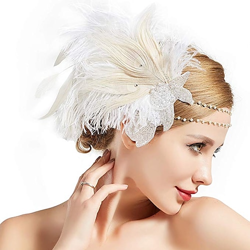 Vintage 1920er Der große Gatsby Flapper-Stirnband Hochzeitsgast Feder Kostüm Damen Hochzeitsempfang Junggesellinnenabschiedsparty Festival Erwachsene Weitere Accessoires Kopfbedeckung