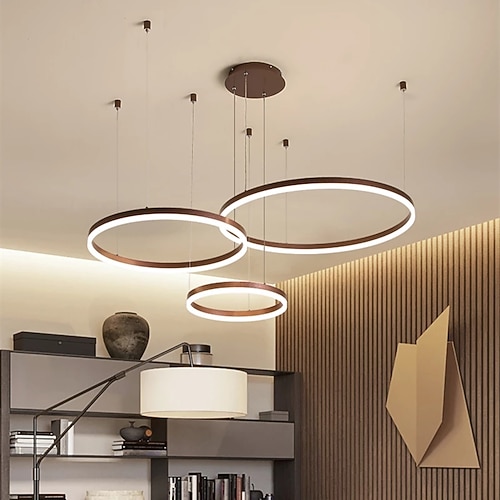 1-flammiger LED-Kronleuchter mit 60 W Kreisdesign / moderne LED-Pendelleuchten für Wohnzimmer, Café, Bar, Ladenraum, nur mit Fernbedienung dimmbar Image