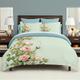 L.T.Home 100% Cotton Sateen Duvet Cover Set Reversible Premium 300 Thread Count Floral Pattern Elite Bedding Set